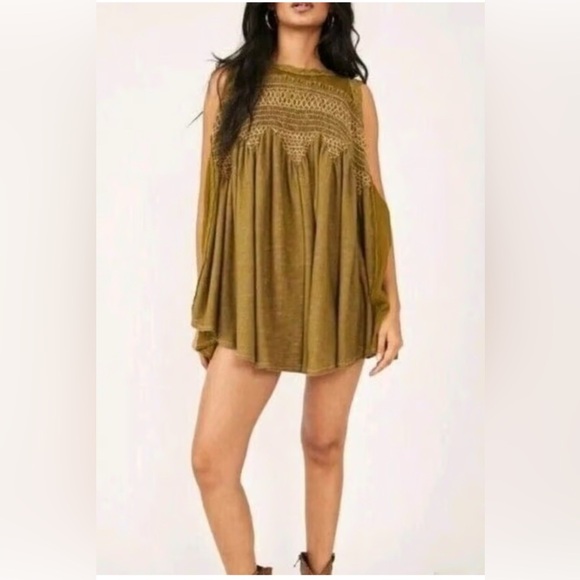 Free People Moss Green Sea Breeze Sleeveless Tunic in Oregano size M - Picture 1 of 10